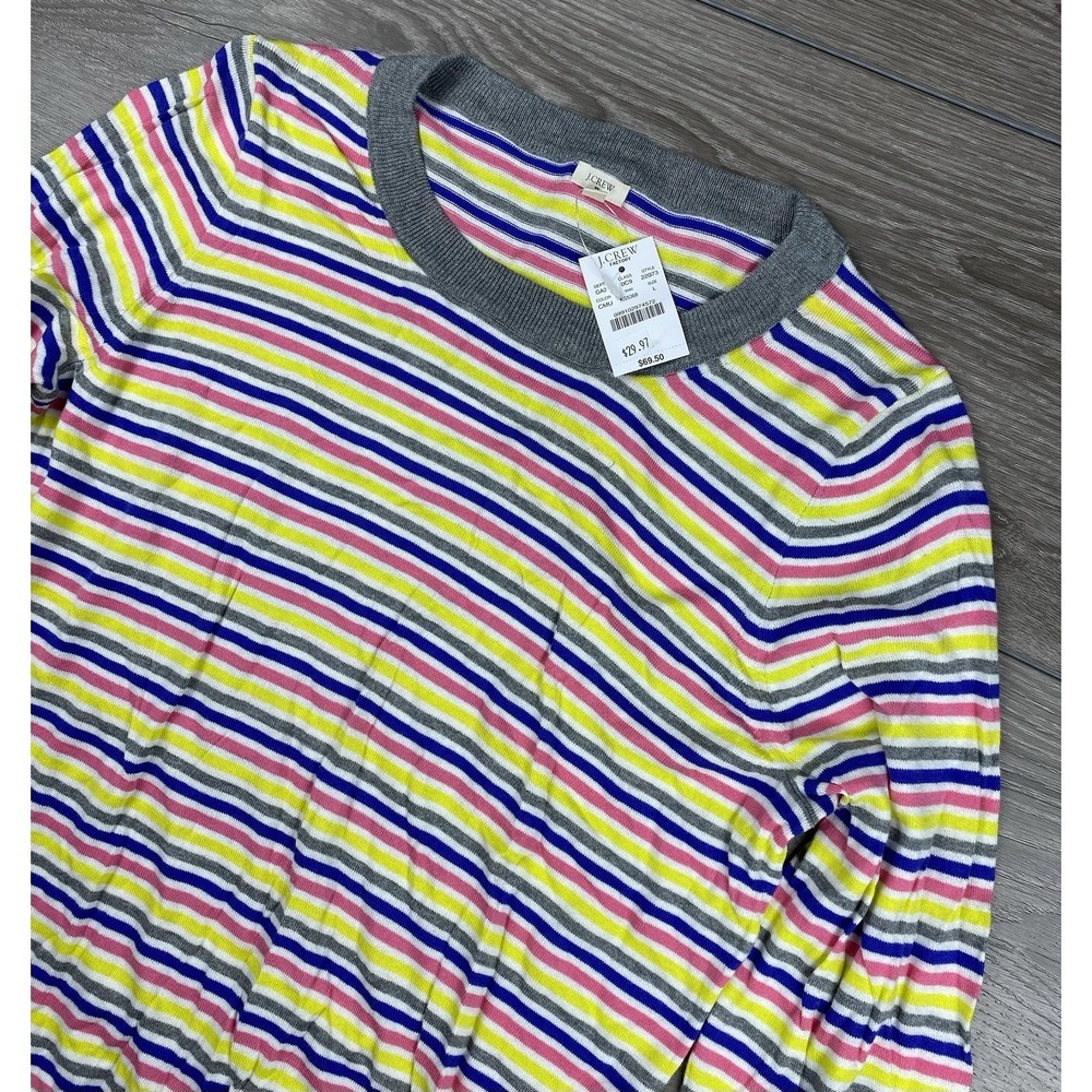 J Crew Women's Long Sleeve Striped Sweater Top Multicolor Size Large‎ New